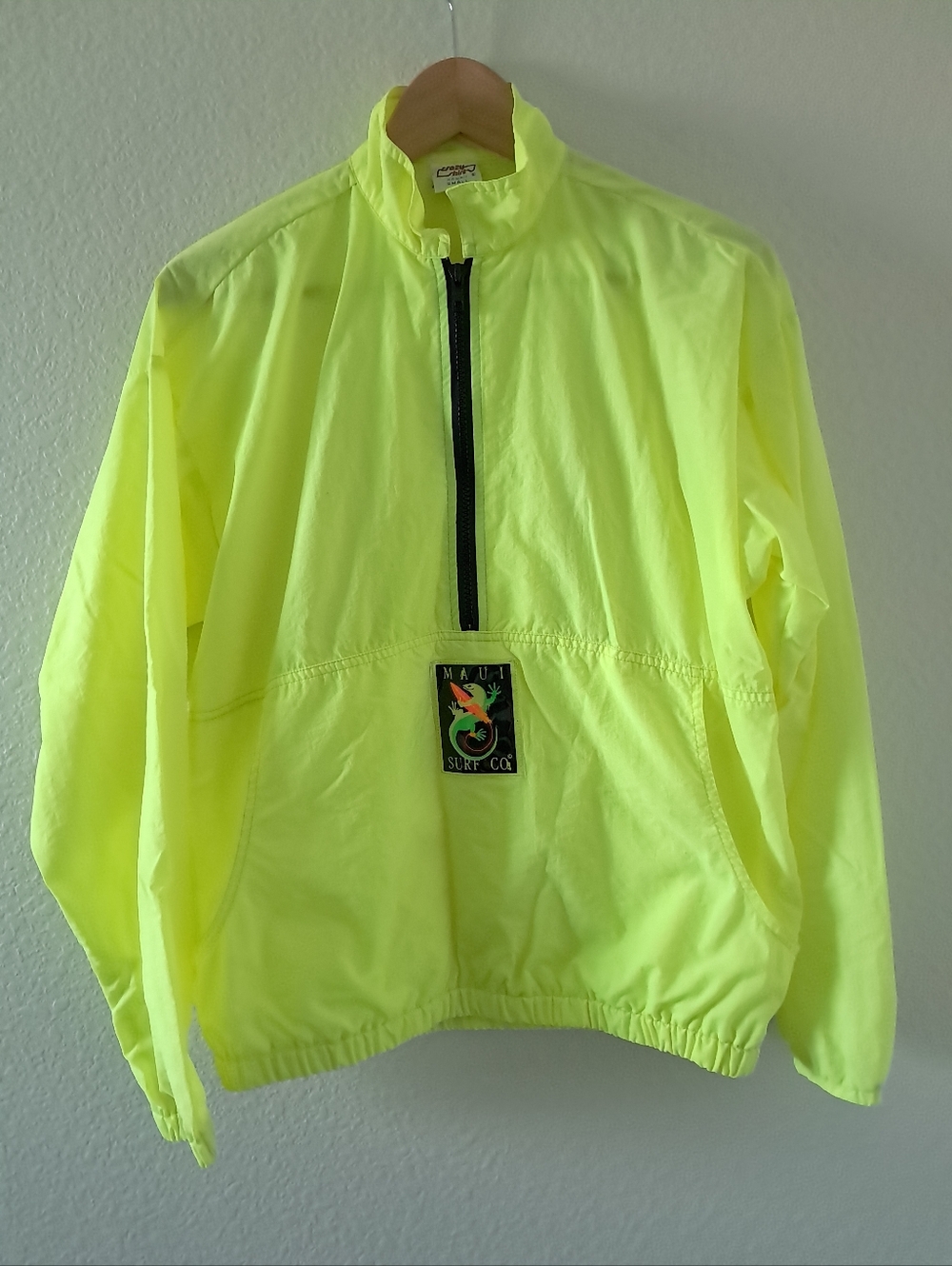 Vintage 80s Maui Surf Co Neon Windbreaker Pullover Jacket
